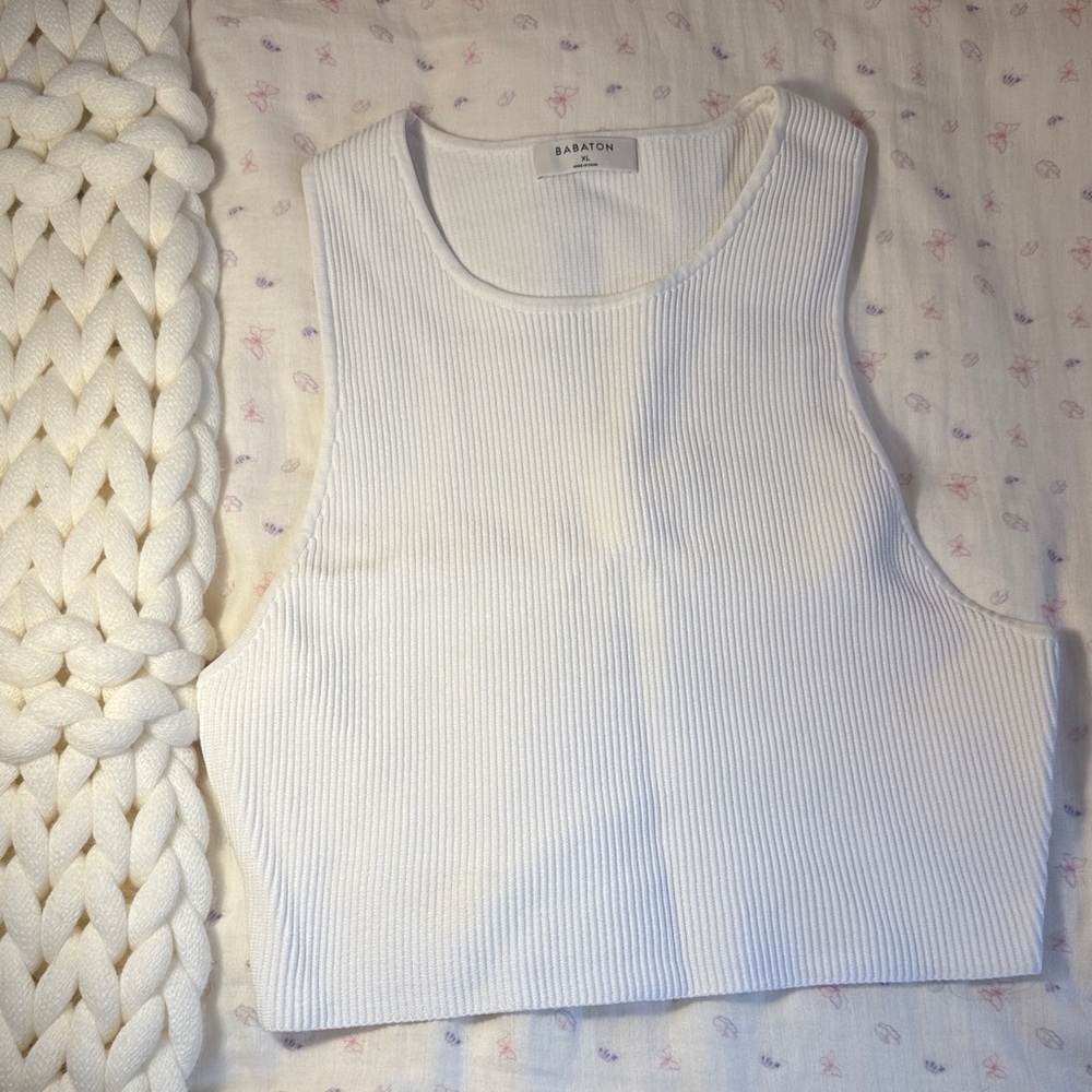 Aritzia Babaton Ivory Ribbed Tank Top